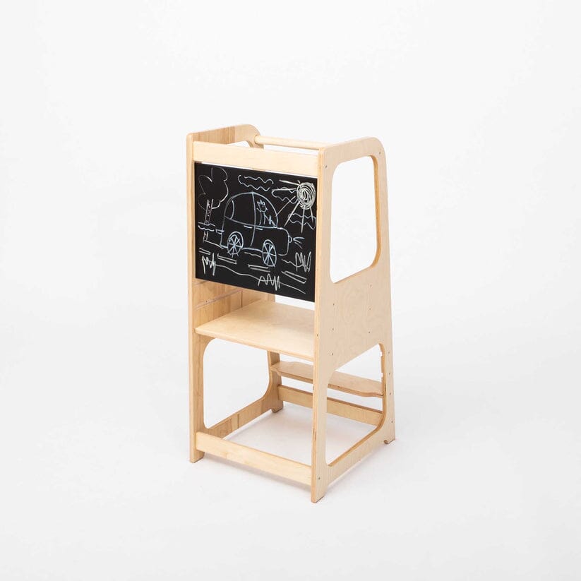 Lernturm Tafel, Küchenhelfer, Learning Tower, Montessori Turm, höhenverstellbar Sweethomefromwood Natur 