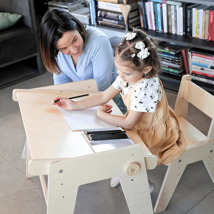 Mitwachsende Tisch und Stuhl für Kleinkinder - natur - BesonderesHoch2