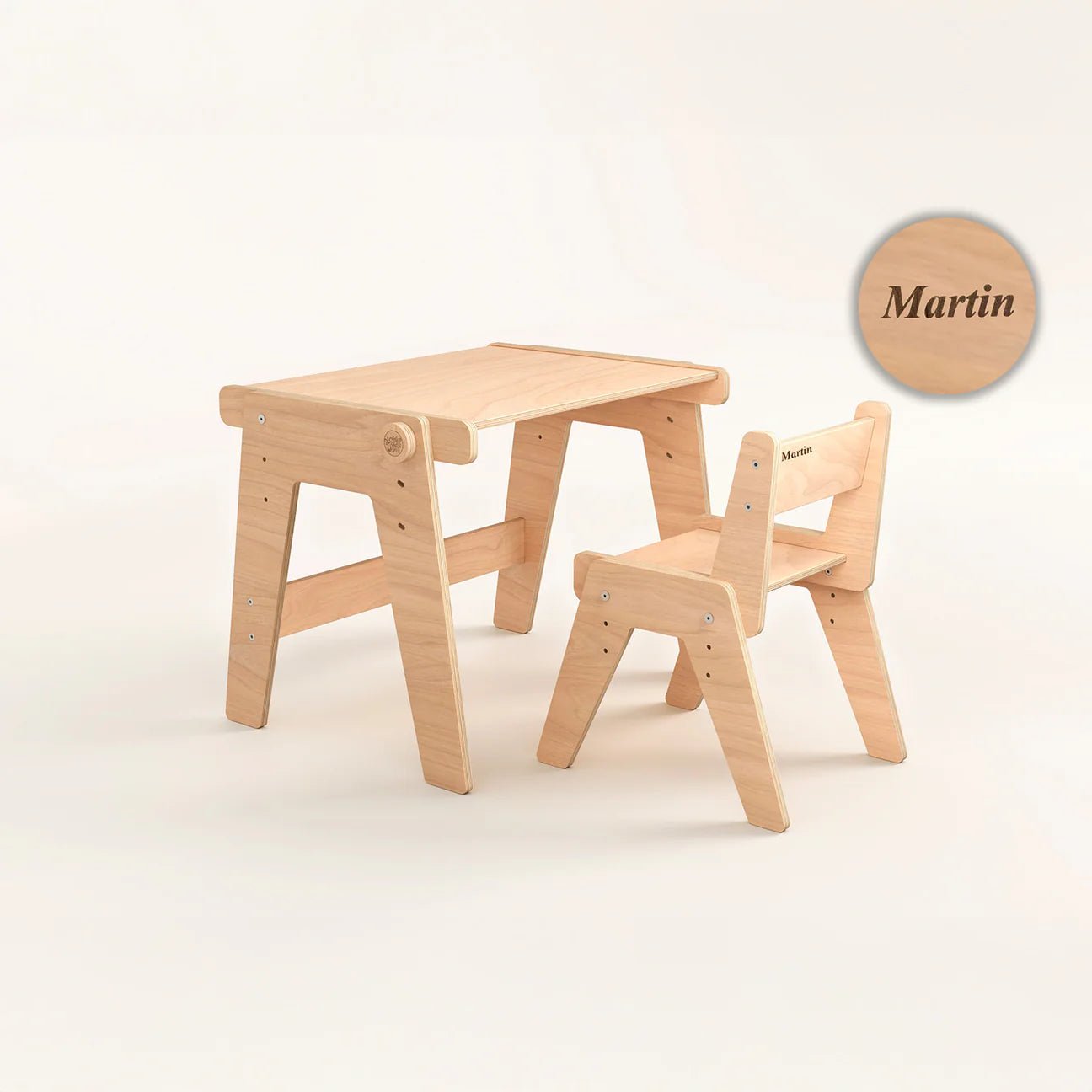 Mitwachsende Tisch und Stuhl für Kleinkinder - natur - BesonderesHoch2