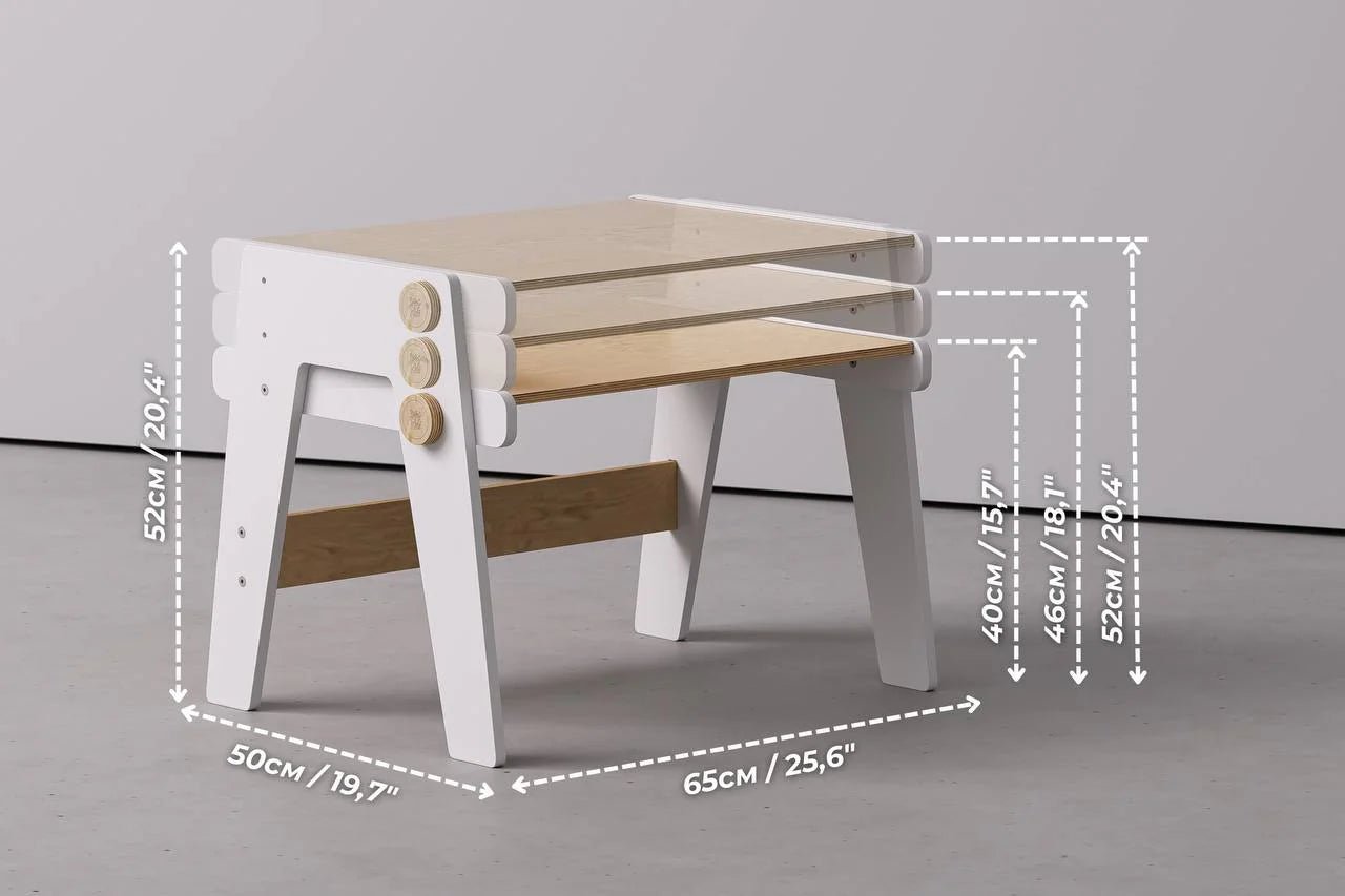 Mitwachsende Tisch und Stuhl für Kleinkinder - weiß - BesonderesHoch2