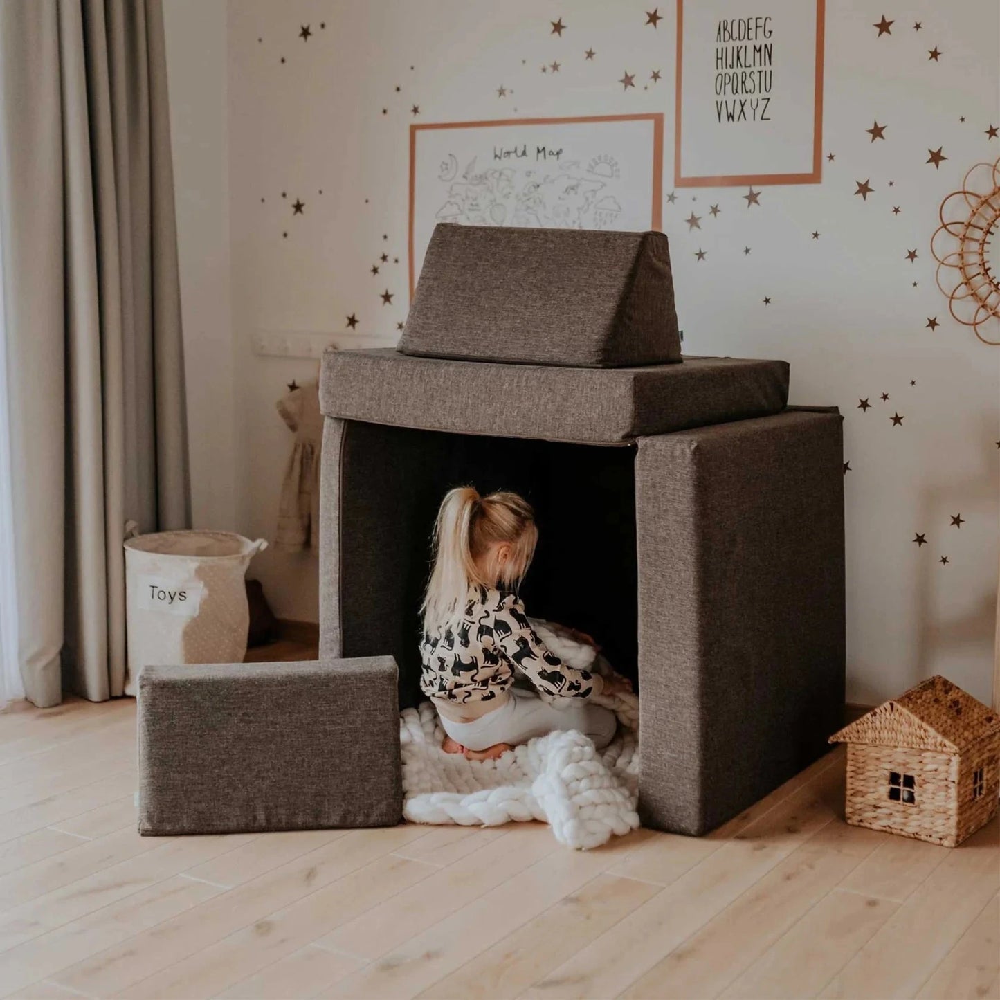 Modulares Spielsofa für Kinder, Kindercouch, Spielmatratze Sweethomefromwood Dunkelbraun 