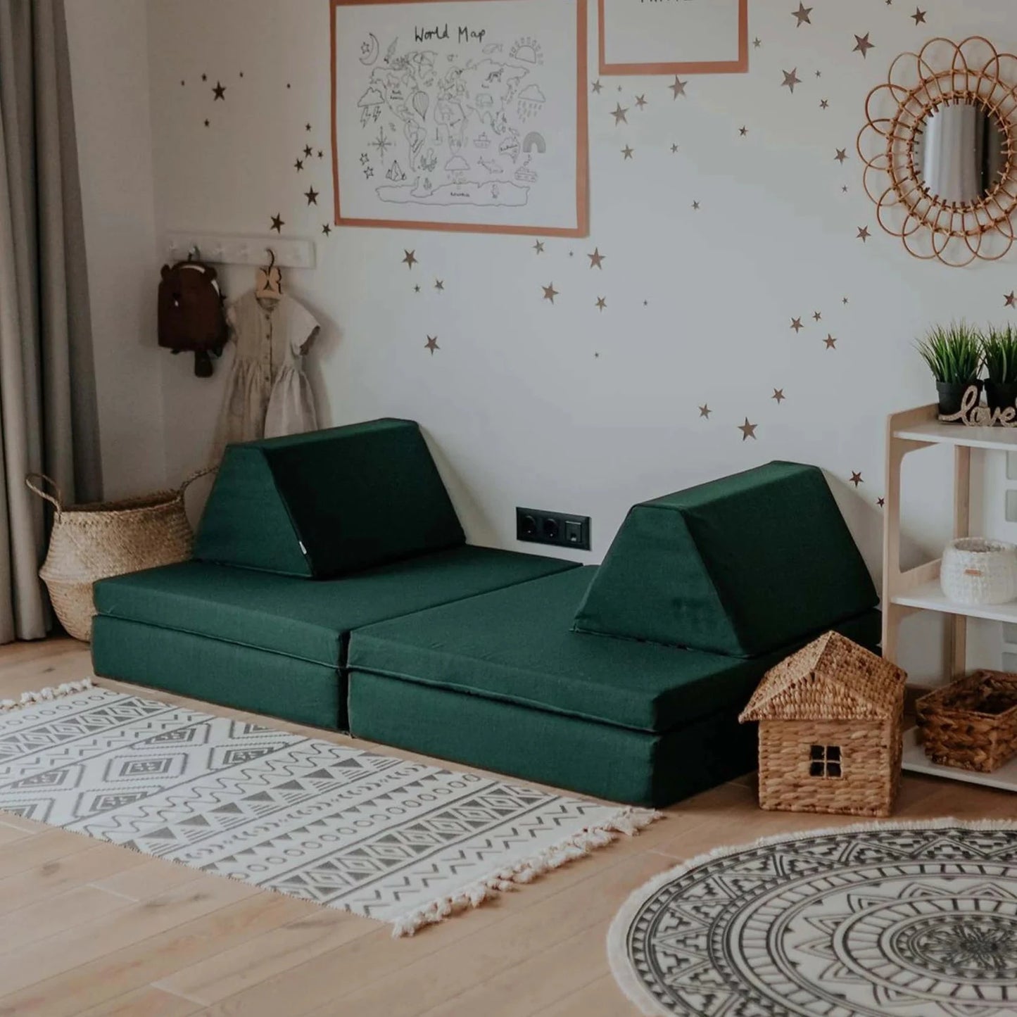 Modulares Spielsofa für Kinder, Kindercouch, Spielmatratze Sweethomefromwood Dunkelgrün 