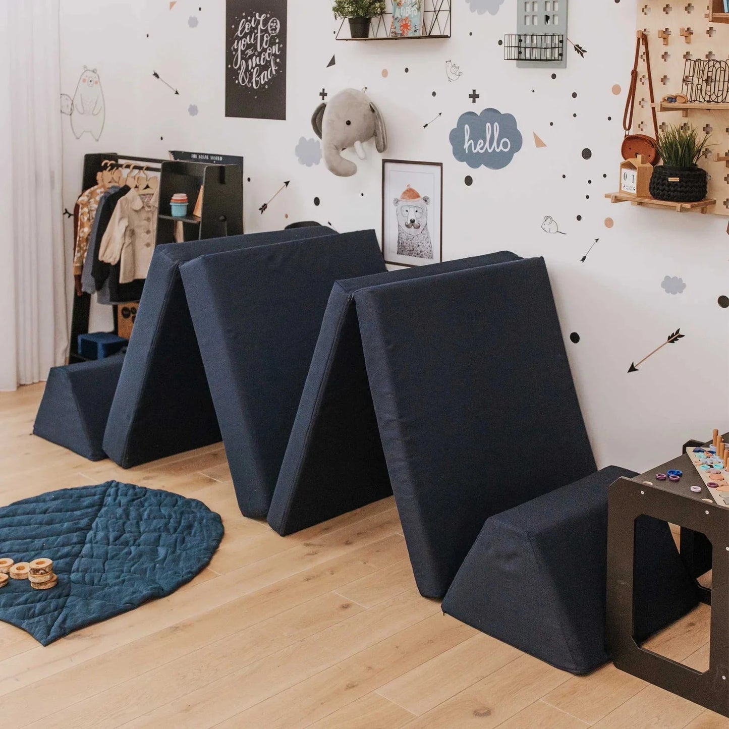 Modulares Spielsofa für Kinder, Kindercouch, Spielmatratze Sweethomefromwood Marineblau 