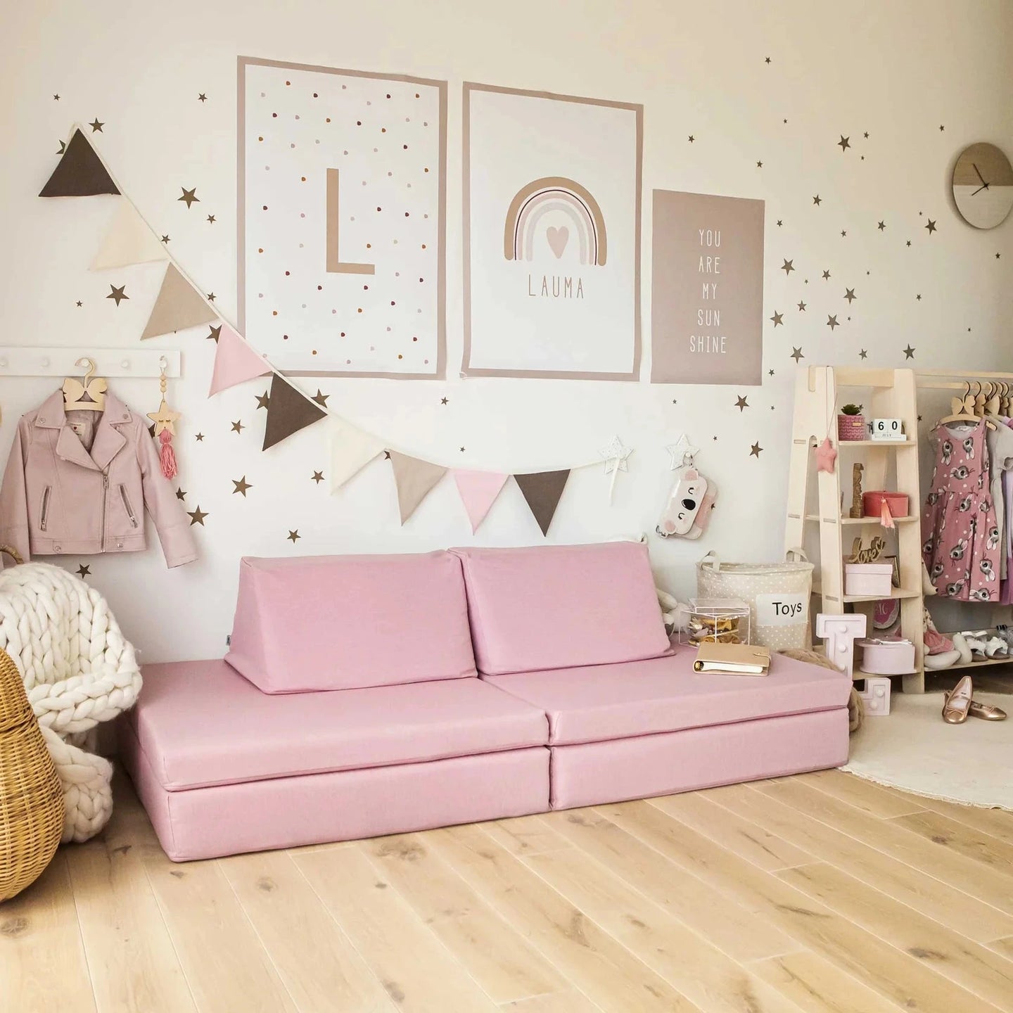 Modulares Spielsofa für Kinder, Kindercouch, Spielmatratze Sweethomefromwood Pink 