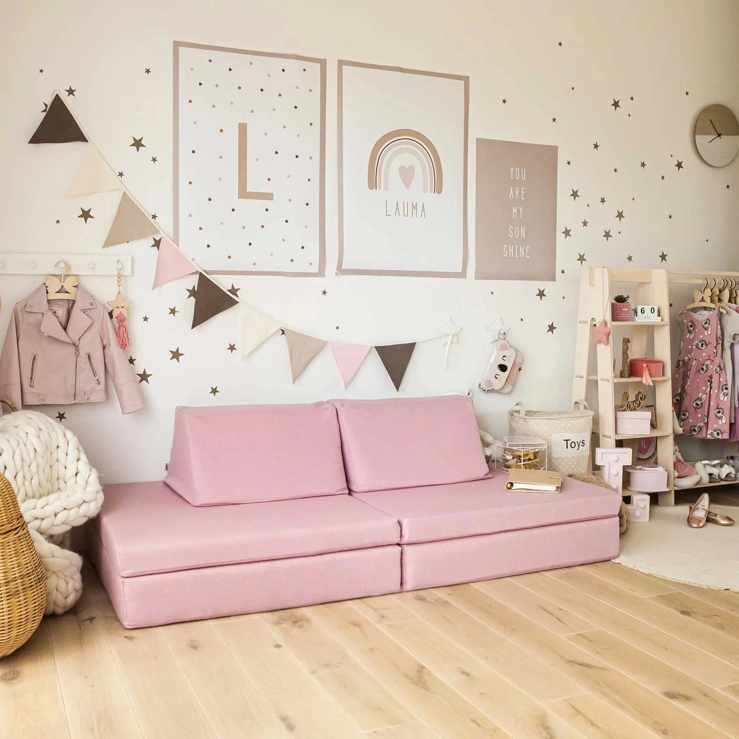 Modulares Spielsofa für Kinder, Kindercouch, Spielmatratze Sweethomefromwood Pink 
