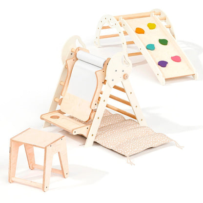Montessori 4in1 Kletterdreieck für Babys: Pikler - Dreieck, Kletterbogen, Rutschbrett und Kissen für Kleinkinder (1–3 Jahre) - BesonderesHoch2