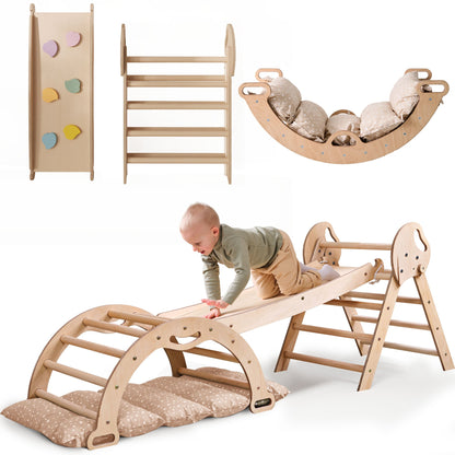 Montessori 4in1 Kletterdreieck für Babys: Pikler - Dreieck, Kletterbogen, Rutschbrett und Kissen für Kleinkinder (1–3 Jahre) - BesonderesHoch2