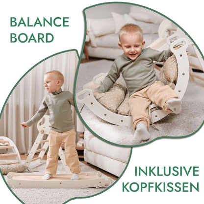 Montessori 4in1 Kletterdreieck für Babys: Pikler - Dreieck, Kletterbogen, Rutschbrett und Kissen für Kleinkinder (1–3 Jahre) - BesonderesHoch2