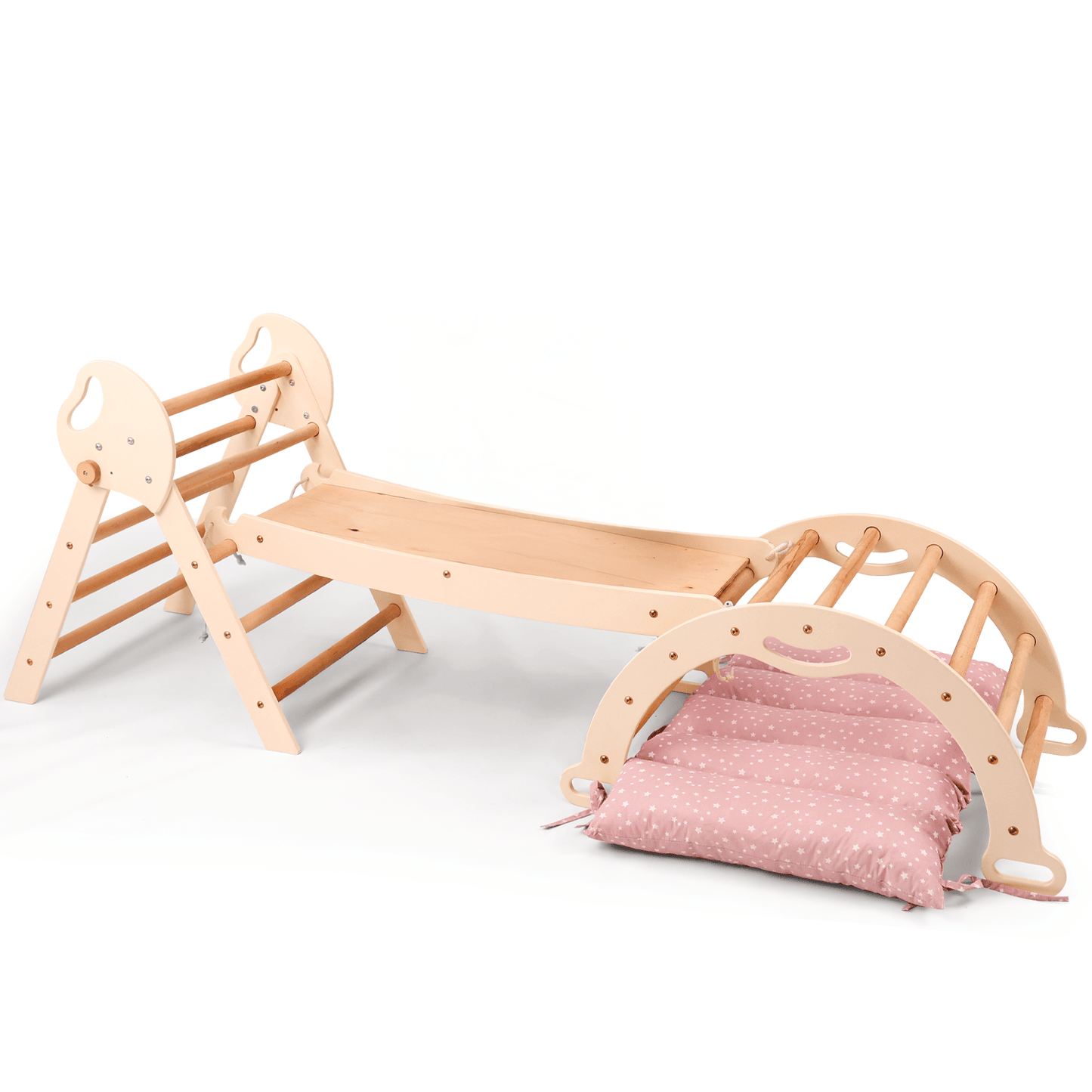 Montessori 4in1 Kletterdreieck für Babys: Pikler - Dreieck, Kletterbogen, Rutschbrett und Kissen für Kleinkinder (1–3 Jahre) - BesonderesHoch2