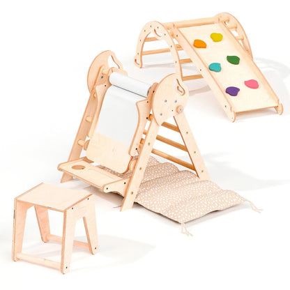 Montessori 4in1 Kletterdreieck für Babys: Pikler - Dreieck, Kletterbogen, Rutschbrett und Kissen für Kleinkinder (1–3 Jahre) - BesonderesHoch2