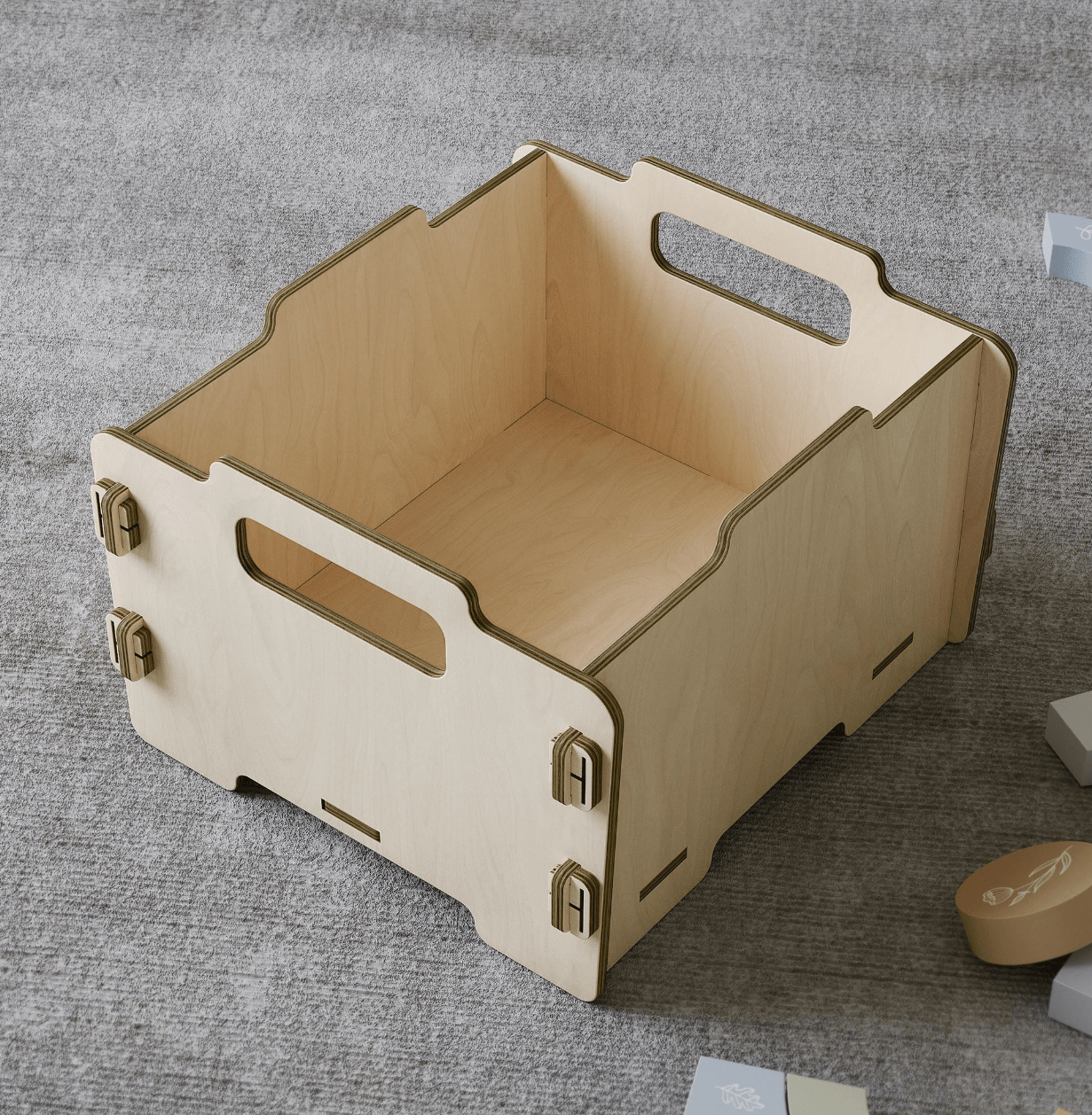 Montessori Aufbewahrungsbox aus Holz - BesonderesHoch2