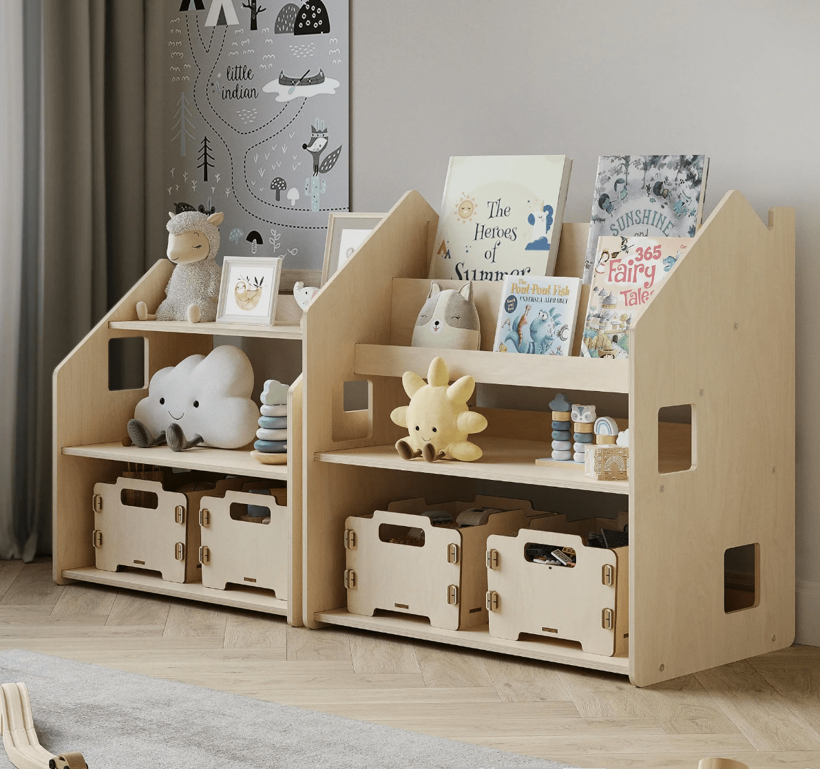 Montessori Aufbewahrungsbox aus Holz - BesonderesHoch2