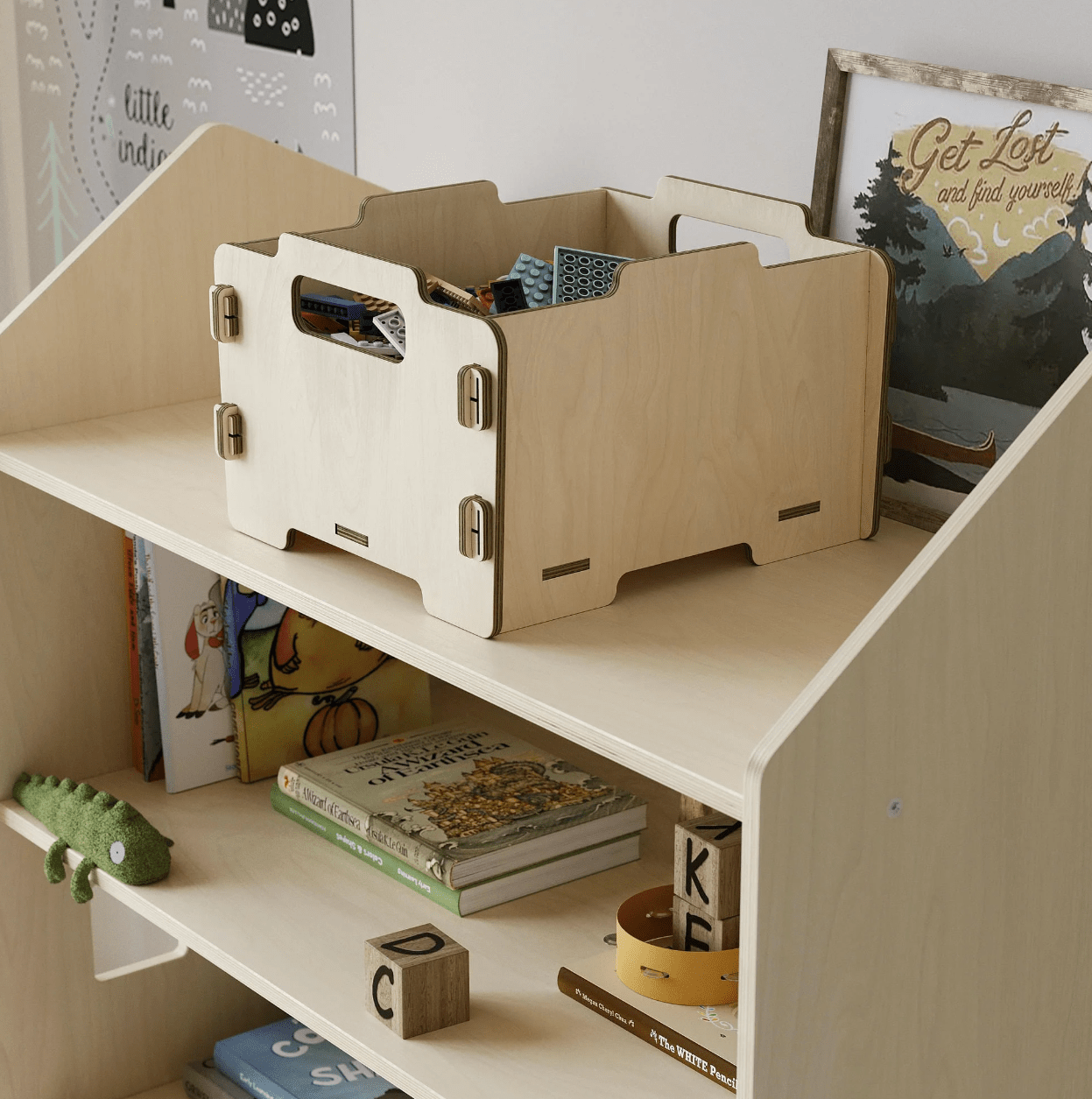 Montessori Aufbewahrungsbox aus Holz - BesonderesHoch2