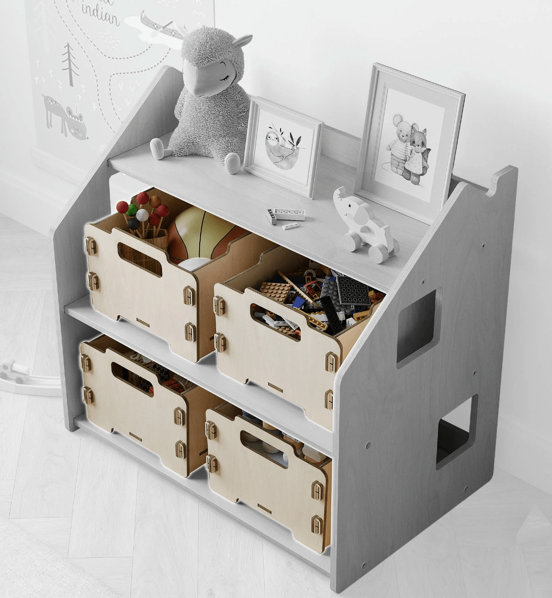 Montessori Aufbewahrungsbox aus Holz - BesonderesHoch2