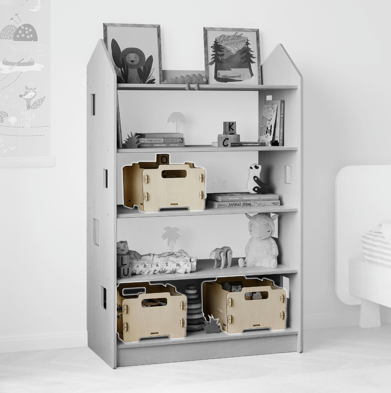 Montessori Aufbewahrungsbox aus Holz - BesonderesHoch2