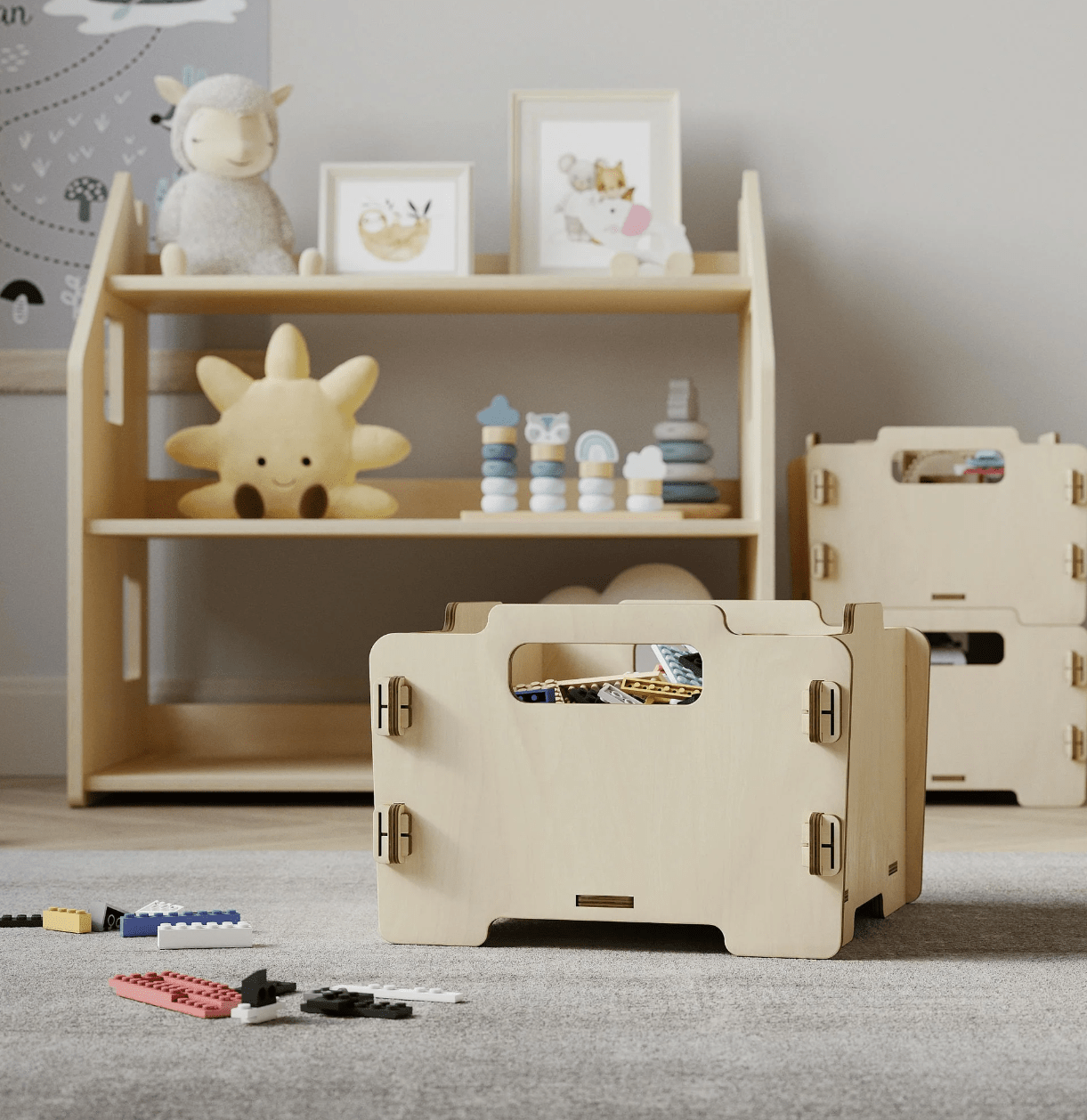 Montessori Aufbewahrungsbox aus Holz - BesonderesHoch2