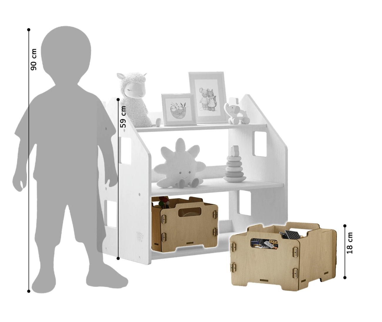 Montessori Aufbewahrungsbox aus Holz - BesonderesHoch2