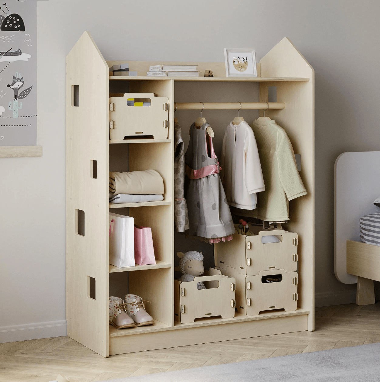 Montessori Aufbewahrungsbox aus Holz - BesonderesHoch2