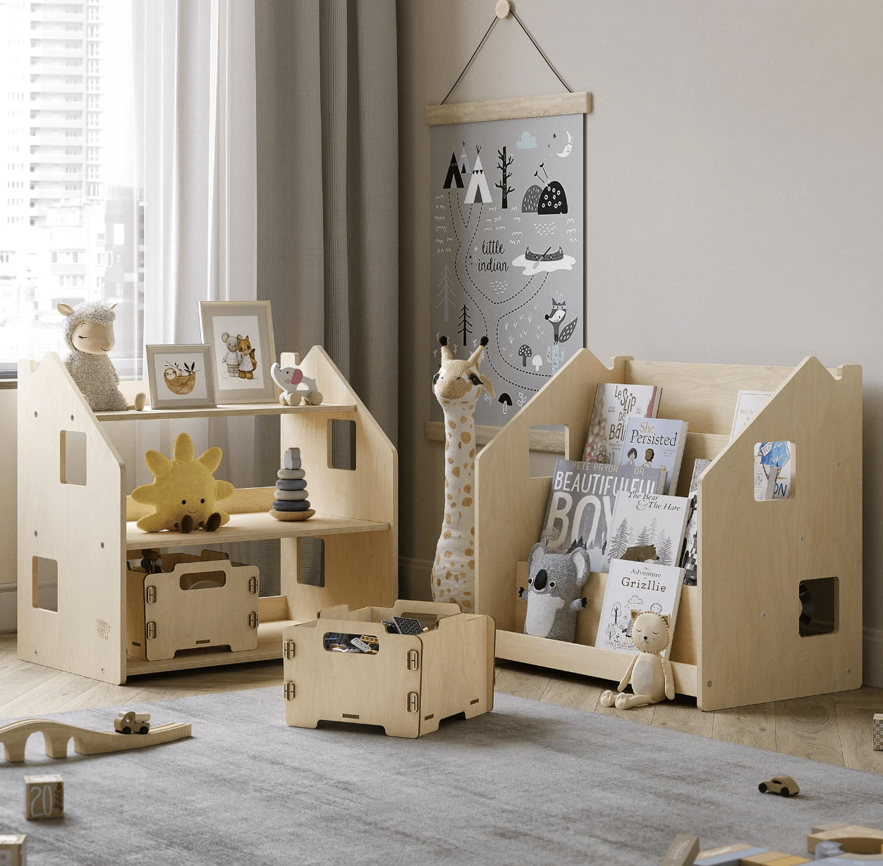 Montessori Aufbewahrungsbox aus Holz - BesonderesHoch2