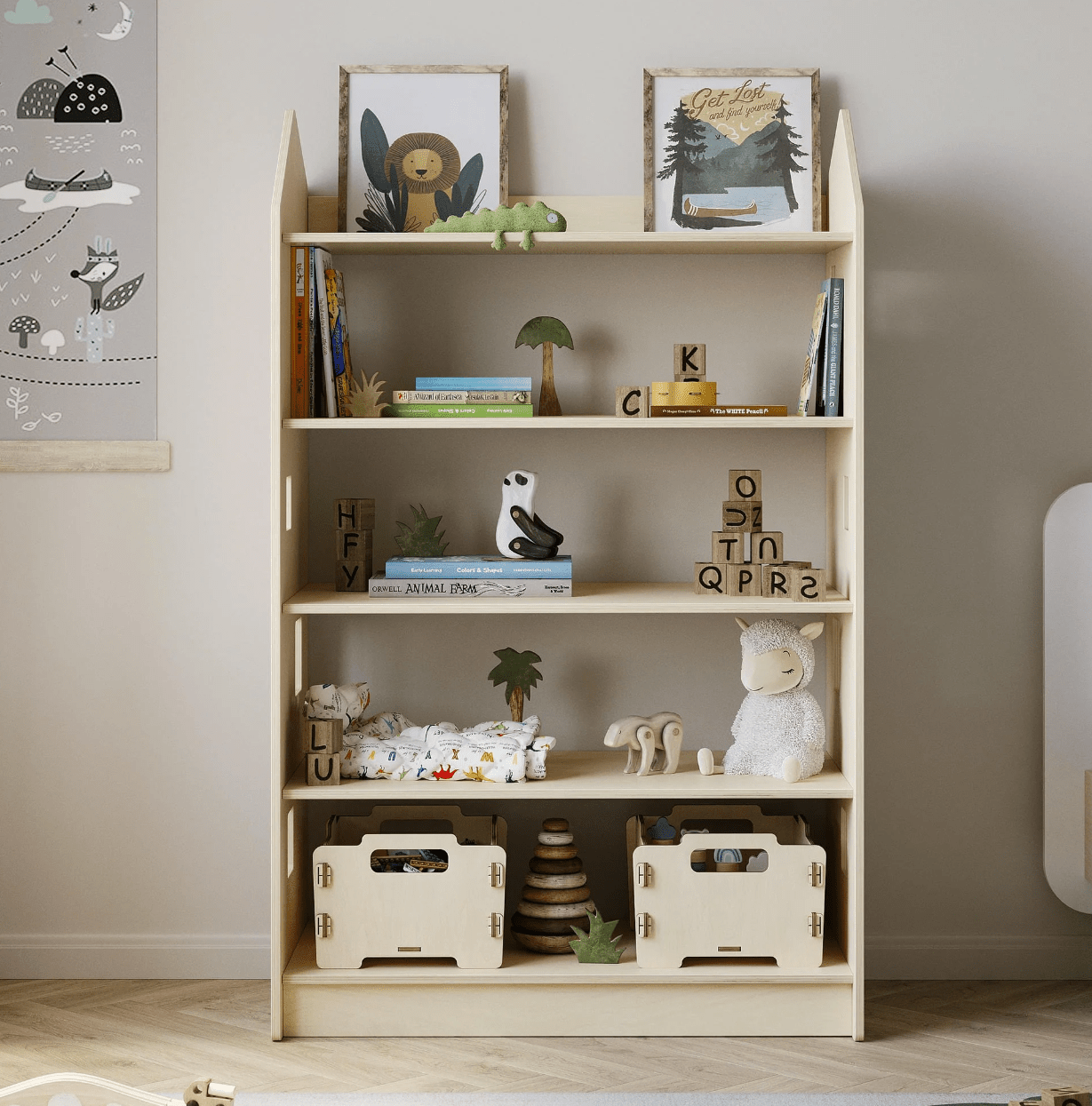 Montessori Aufbewahrungsbox aus Holz - BesonderesHoch2