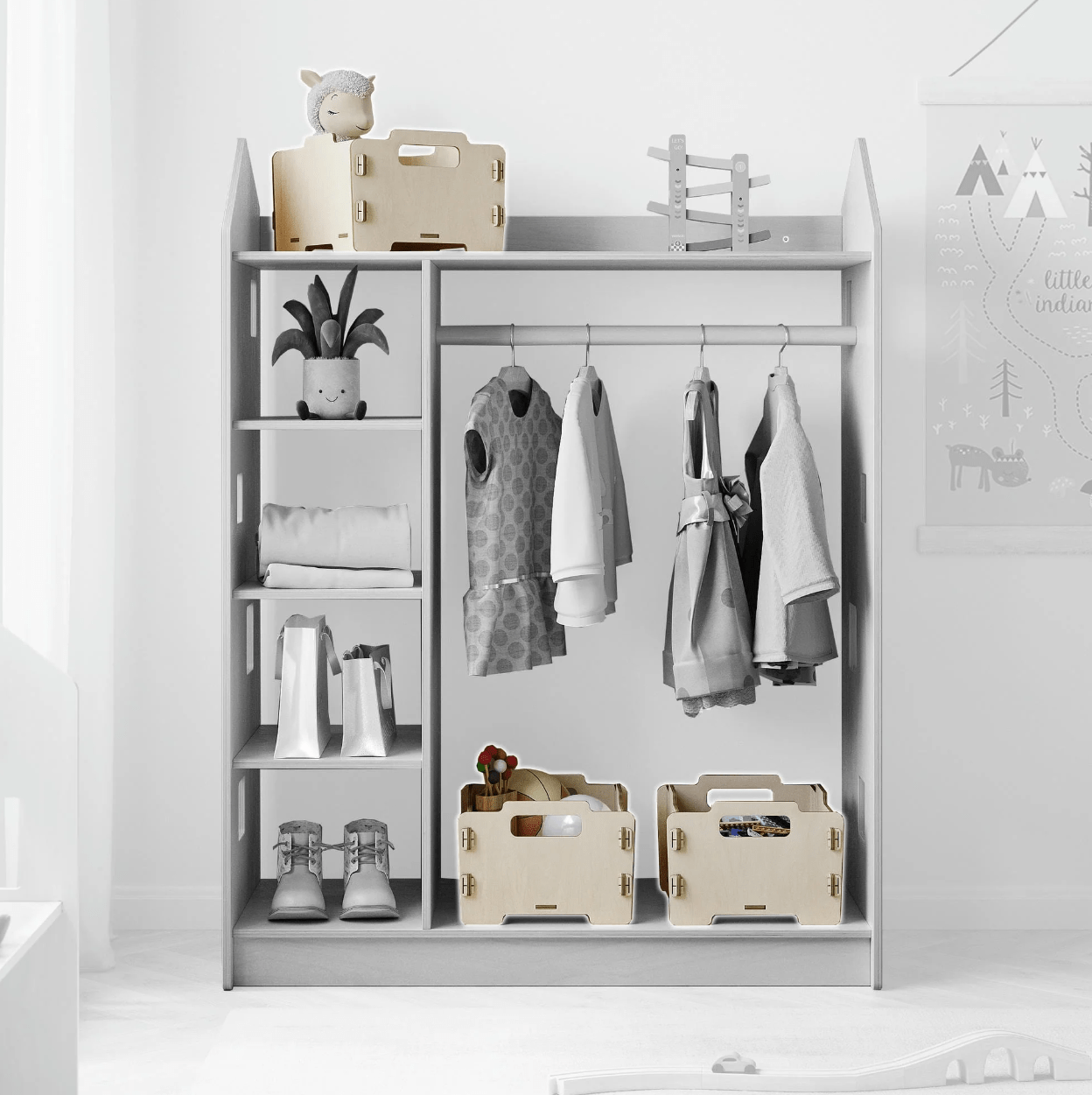 Montessori Aufbewahrungsbox aus Holz - BesonderesHoch2