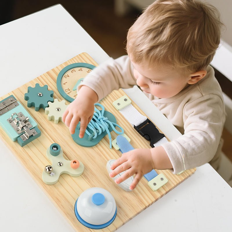 Montessori Beschäftigung Board - Sensorisches Brett - Kinder Lernspielzeug für Feinmotorik ab 3 Jahre - BesonderesHoch2