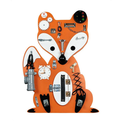 Montessori Busy Board Activity Board Motorikbrett Holz, Fuchs - BesonderesHoch2