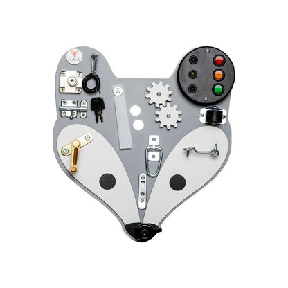 Montessori Busy Board Activity Board Motorikbrett Holz, Fuchskopf - BesonderesHoch2