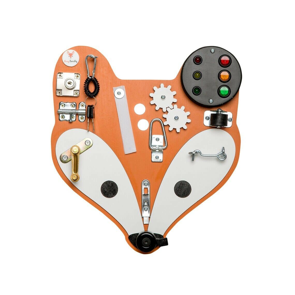 Montessori Busy Board Activity Board Motorikbrett Holz, Fuchskopf - BesonderesHoch2