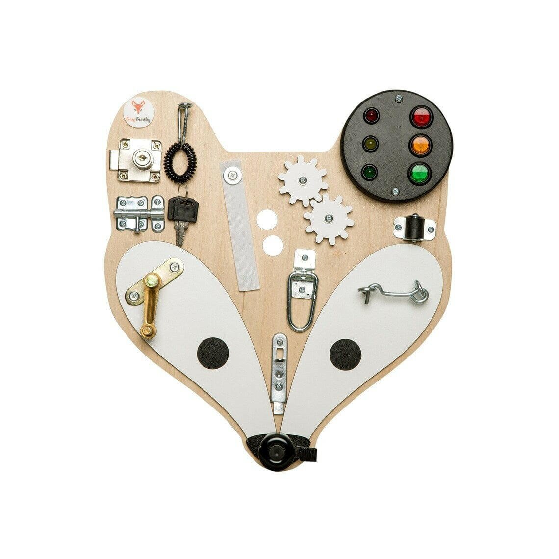 Montessori Busy Board Activity Board Motorikbrett Holz, Fuchskopf - BesonderesHoch2