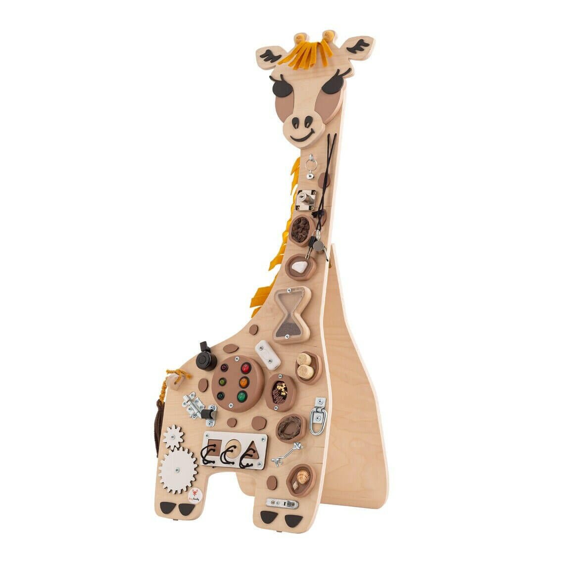 Montessori Busy Board Activity Board Motorikbrett Holz, Giraffe - BesonderesHoch2