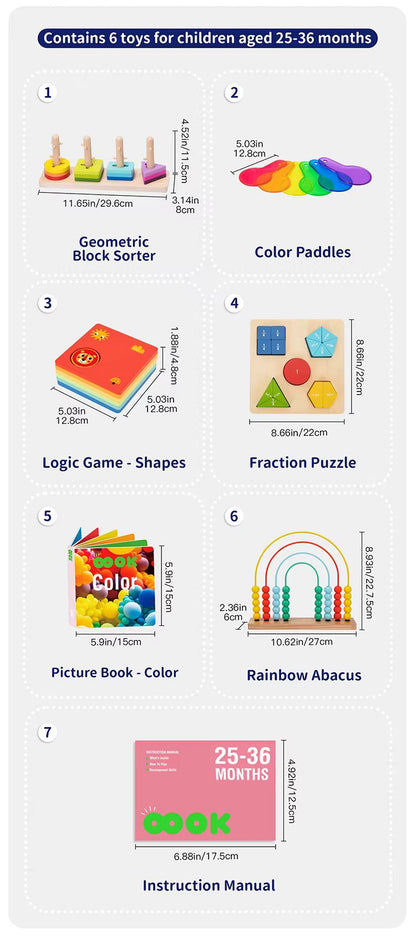 Montessori Educational Box, 25 - 36 Monate, 6 - in - 1, Lernspielzeug für Kleinkinder - BesonderesHoch2