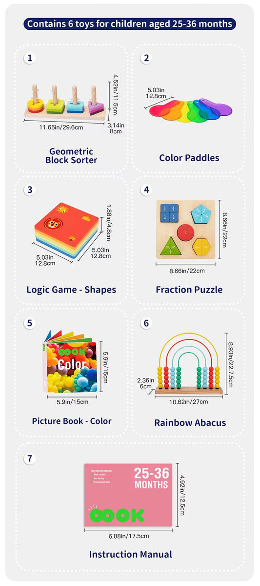 Montessori Educational Box, 25 - 36 Monate, 6 - in - 1, Lernspielzeug für Kleinkinder - BesonderesHoch2