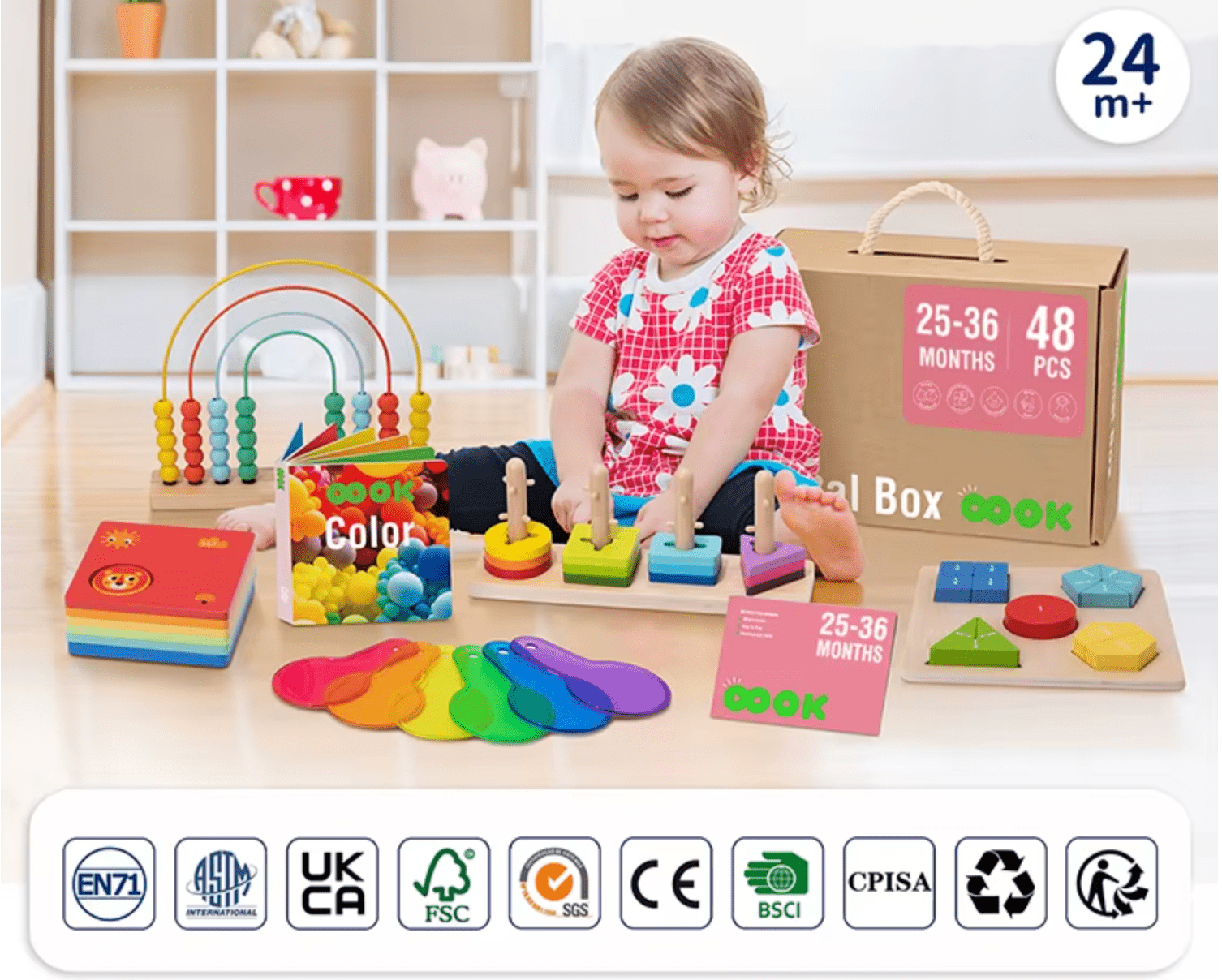 Montessori Educational Box, 25 - 36 Monate, 6 - in - 1, Lernspielzeug für Kleinkinder - BesonderesHoch2
