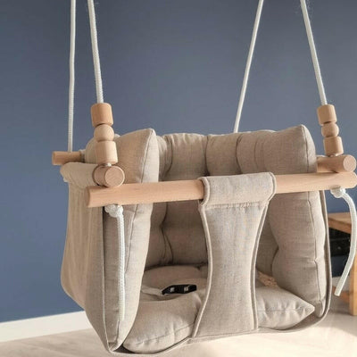 Premium Babyschaukel aus Leinen, Natur - BesonderesHoch2