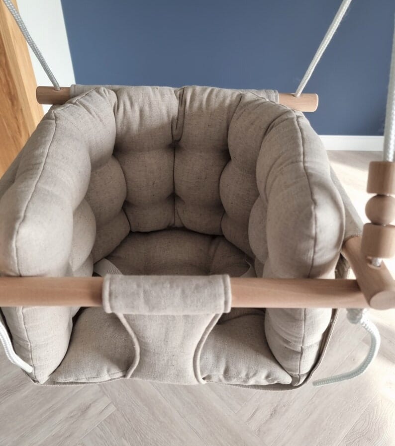 Premium Babyschaukel aus Leinen, Natur Pumpur 