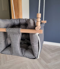 Premium Babyschaukel aus Polyester, Wetterfest, Dunkelgrau Pumpur 