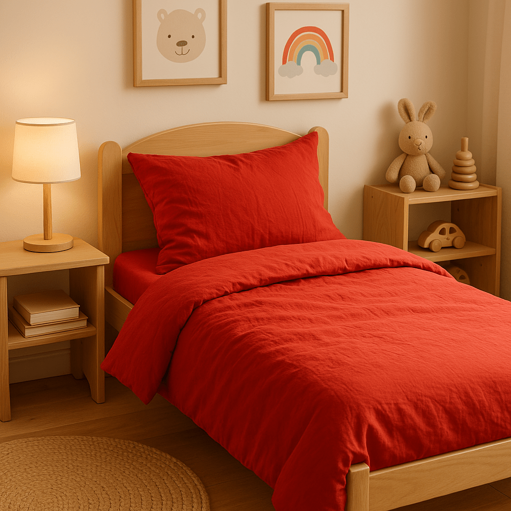 Premium Lyocell Kinderbettwäsche "Aurora Red" - BesonderesHoch2