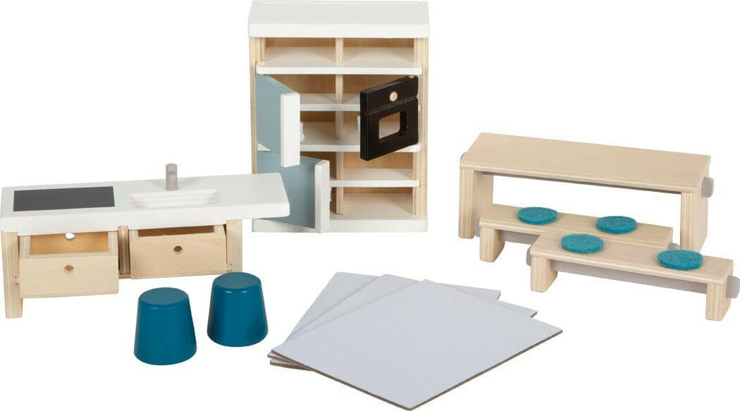 Puppenhaus Natur mit Möbeln - BesonderesHoch2