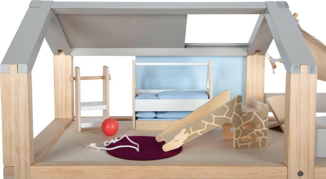 Puppenhaus Natur mit Möbeln - BesonderesHoch2