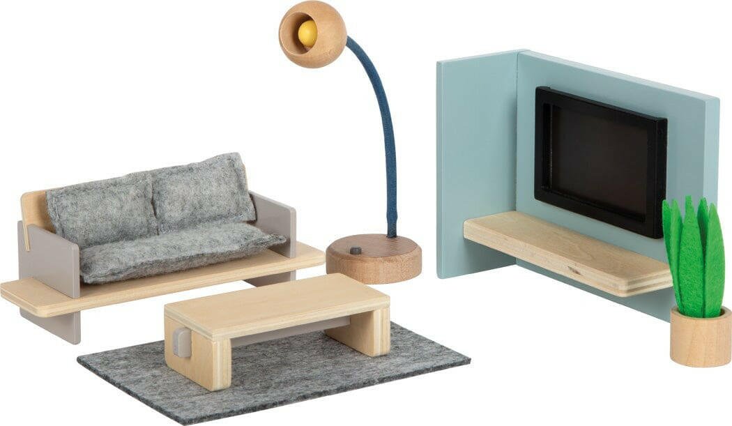 Puppenhaus Natur mit Möbeln - BesonderesHoch2