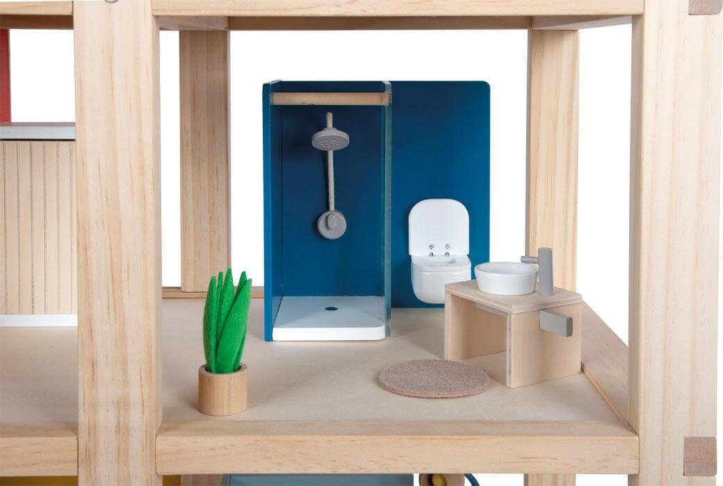 Puppenhaus Natur mit Möbeln - BesonderesHoch2