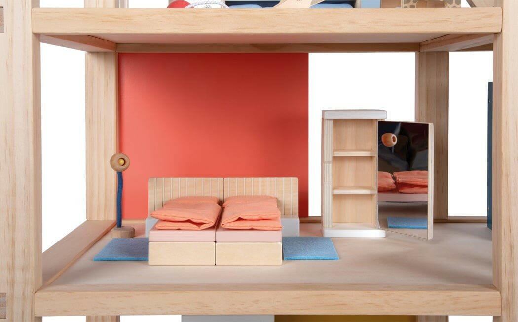 Puppenhaus Natur mit Möbeln - BesonderesHoch2