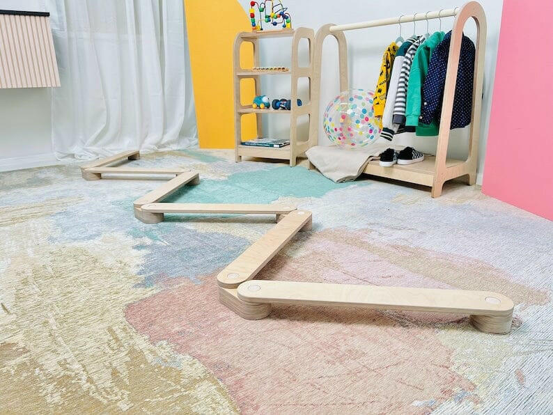 Schwebebalken, Balancierpfad, Balancierbalken, Sinnespfad, Montessori - BesonderesHoch2