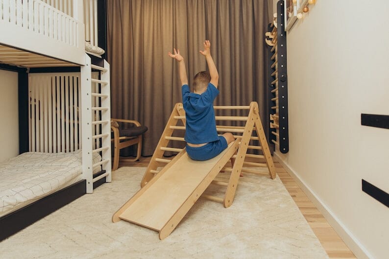 Sprossenwand & Kletterdreieck mit Rutsche, Pikler Dreieck Duck Woodworks Kletterdreieck + Rutsche Natur 