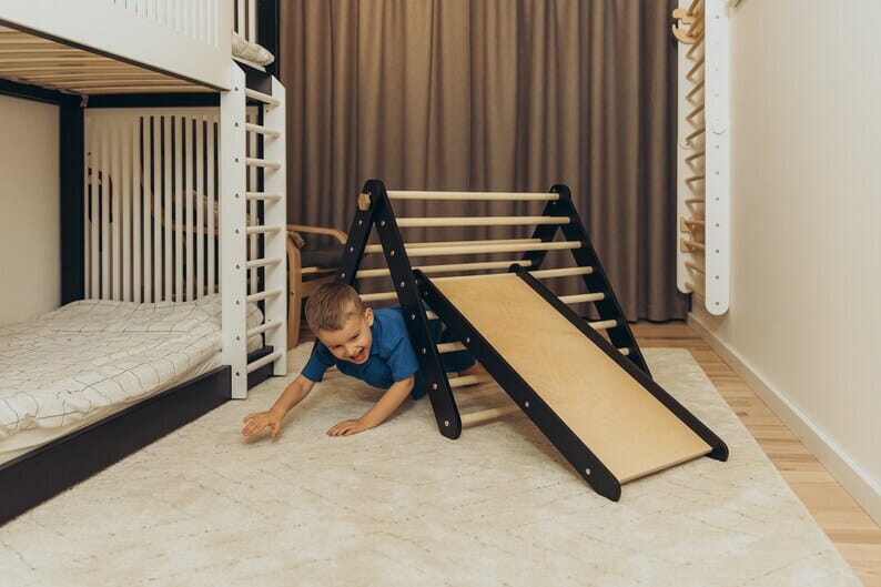 Sprossenwand & Kletterdreieck mit Rutsche, Pikler Dreieck Duck Woodworks Kletterdreieck + Rutsche Schwarz 