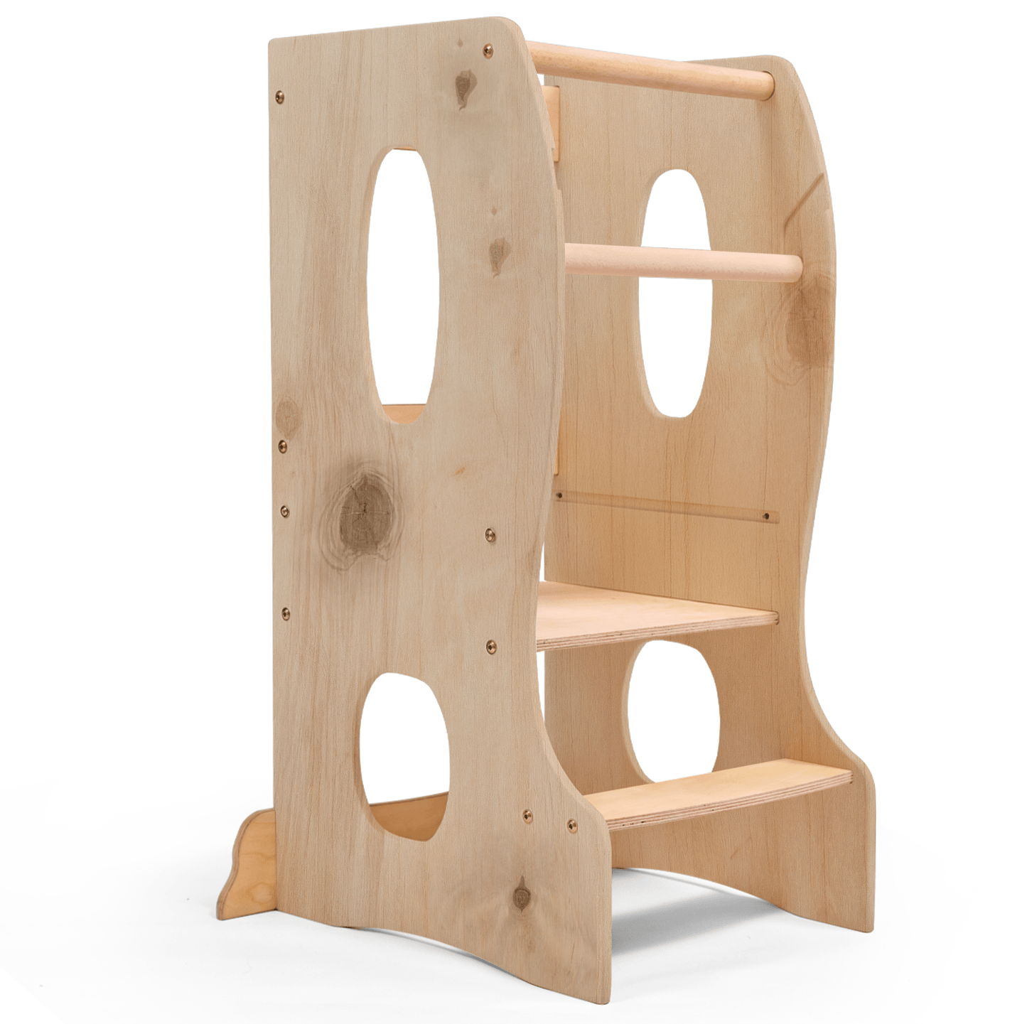 Stabiler Montessori Lernturm: Mitwachsender Kinderstuhl aus Holz – Beige - BesonderesHoch2